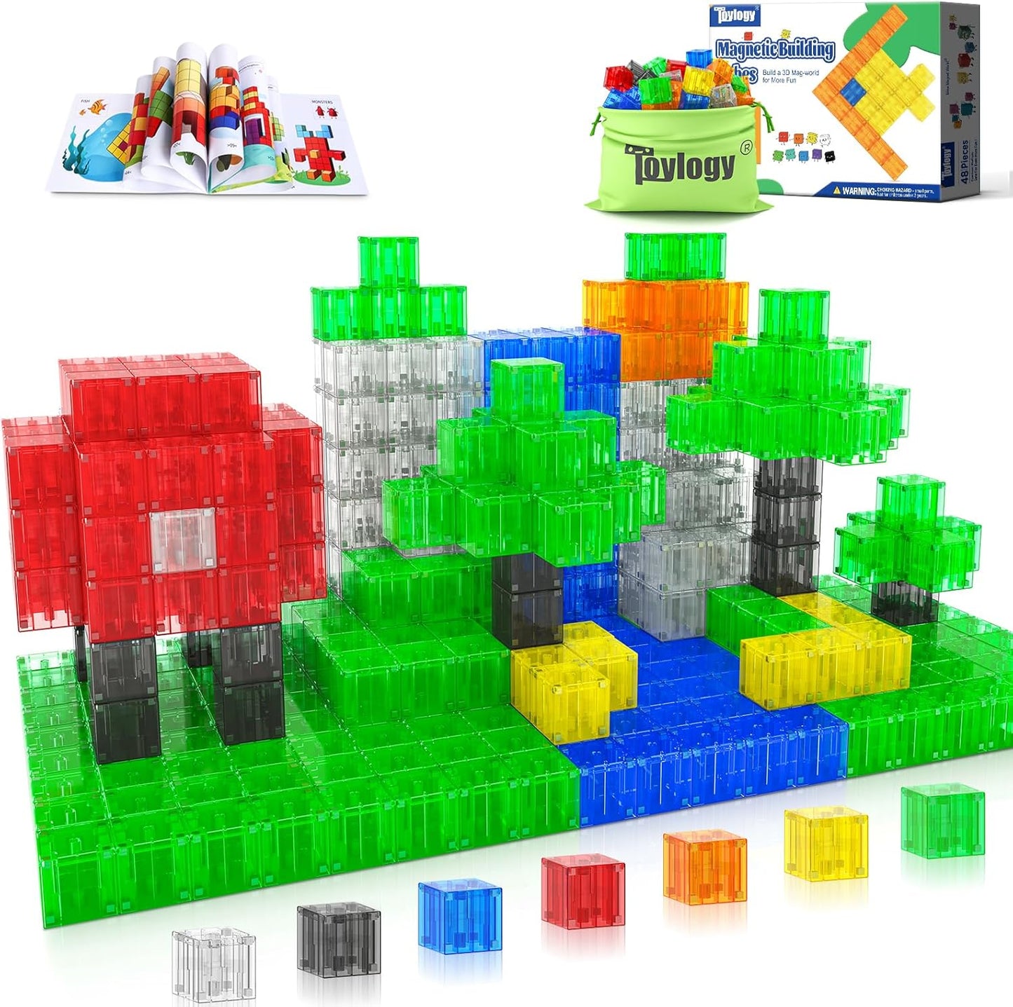 Magnetic Blocks Toy for 3 Year Old Boys & Girls Toddlers Montessori Toys for Kids World Magnet Building Transparent Blocks Educational Learning Kid Toys Age 3-5, 4-8, 5-7