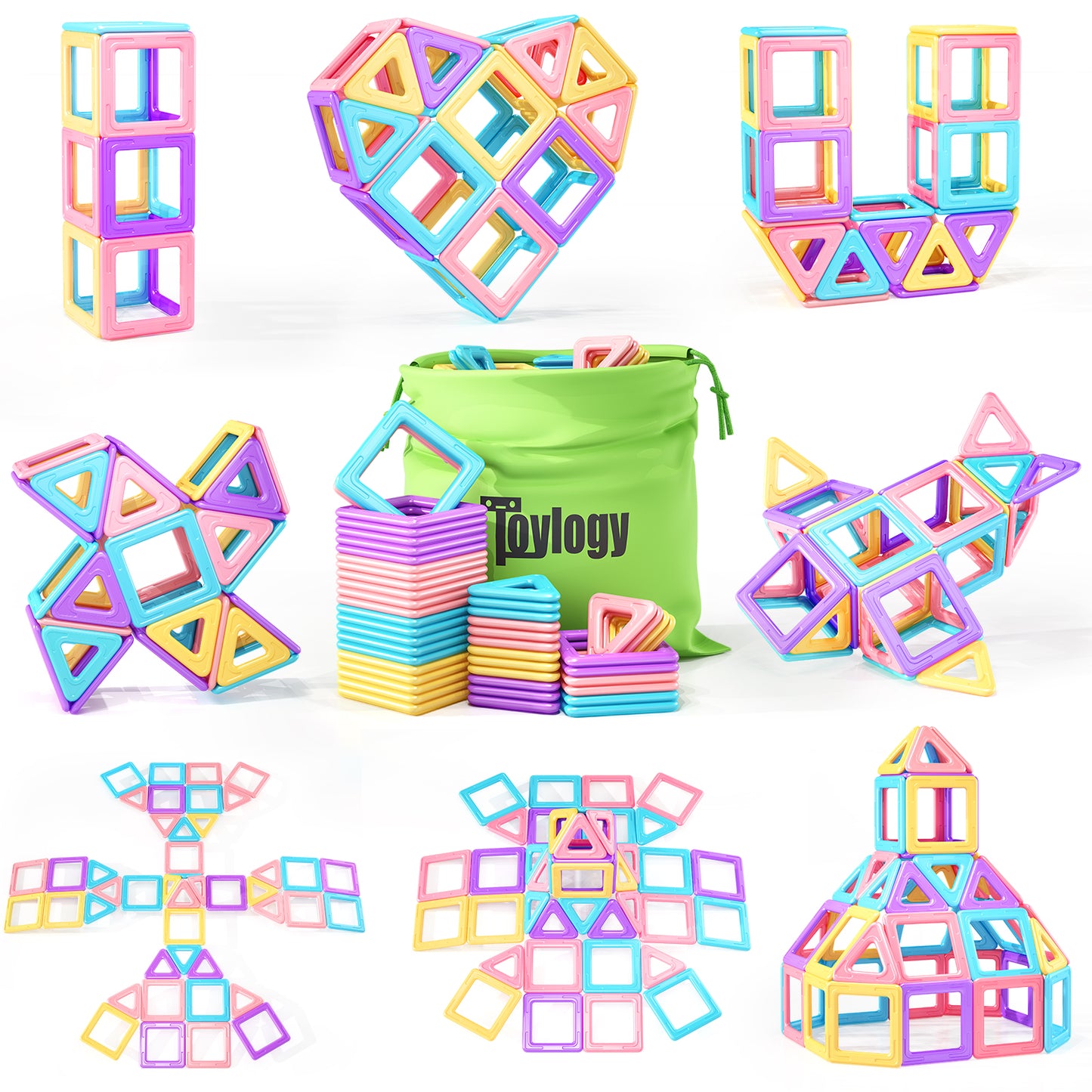 Upgraded Magnetic Tiles Toys for 3 4 5 6 7 Year Old Boys Girls Magnetic Blocks Building Set for Toddlers STEM Learning Toys for Kids Boredom Buster Educational Toys Gifts
