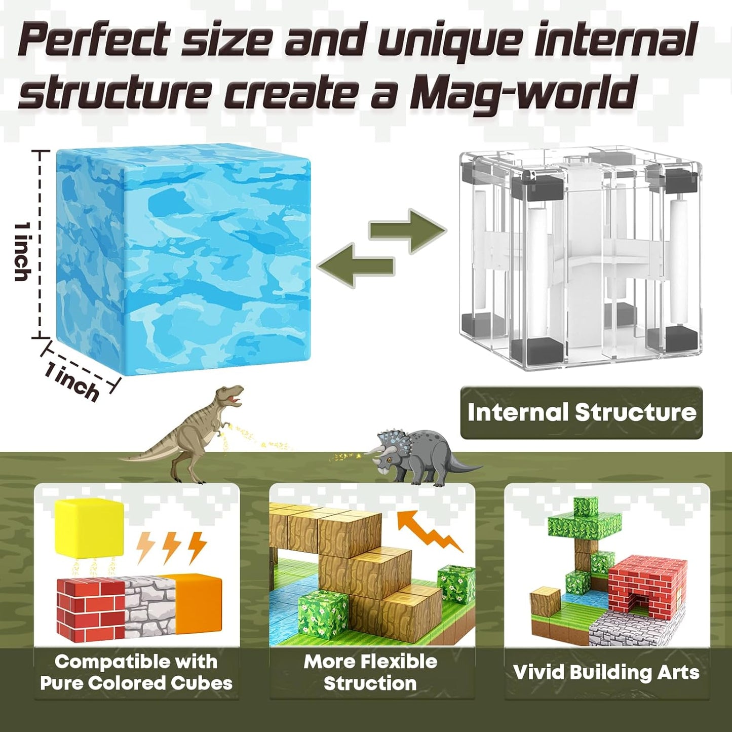 Magnetic Blocks-Build Mine Magnet World Water Edition, Magnetic Toys for Boys & Girls Age 3-4 4-5 6-8, STEM Montessori Sensory Toys for Toddlers Gifts for 3+ Years Old Girls Boys