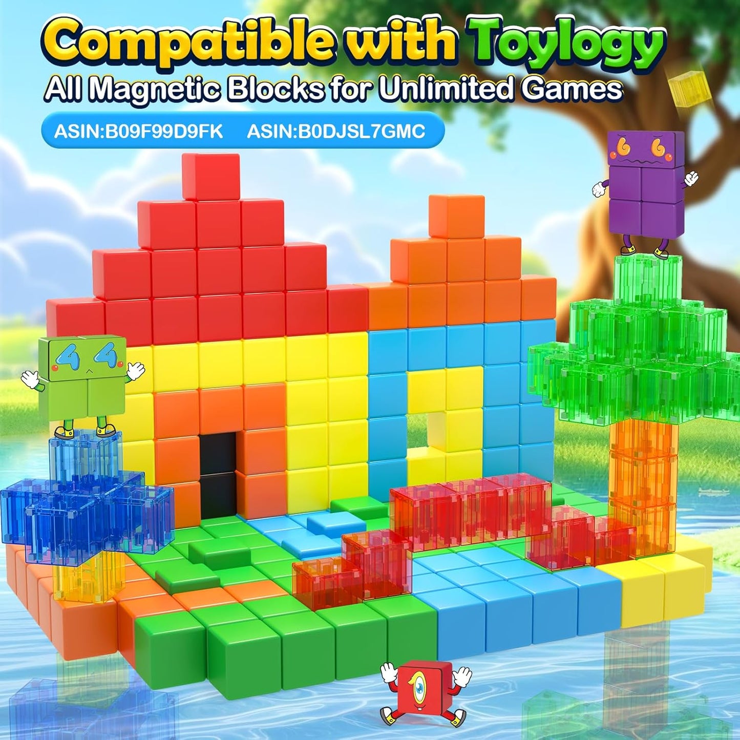 Magnetic Blocks Toy for 3 Year Old Boys & Girls Toddlers Montessori Toys for Kids World Magnet Building Transparent Blocks Educational Learning Kid Toys Age 3-5, 4-8, 5-7