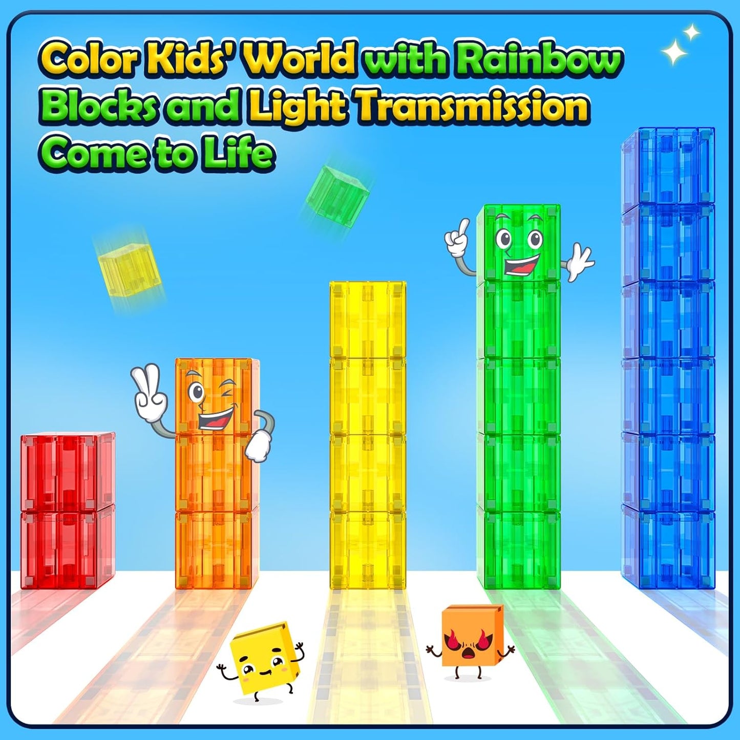 Magnetic Blocks Toy for 3 Year Old Boys & Girls Toddlers Montessori Toys for Kids World Magnet Building Transparent Blocks Educational Learning Kid Toys Age 3-5, 4-8, 5-7