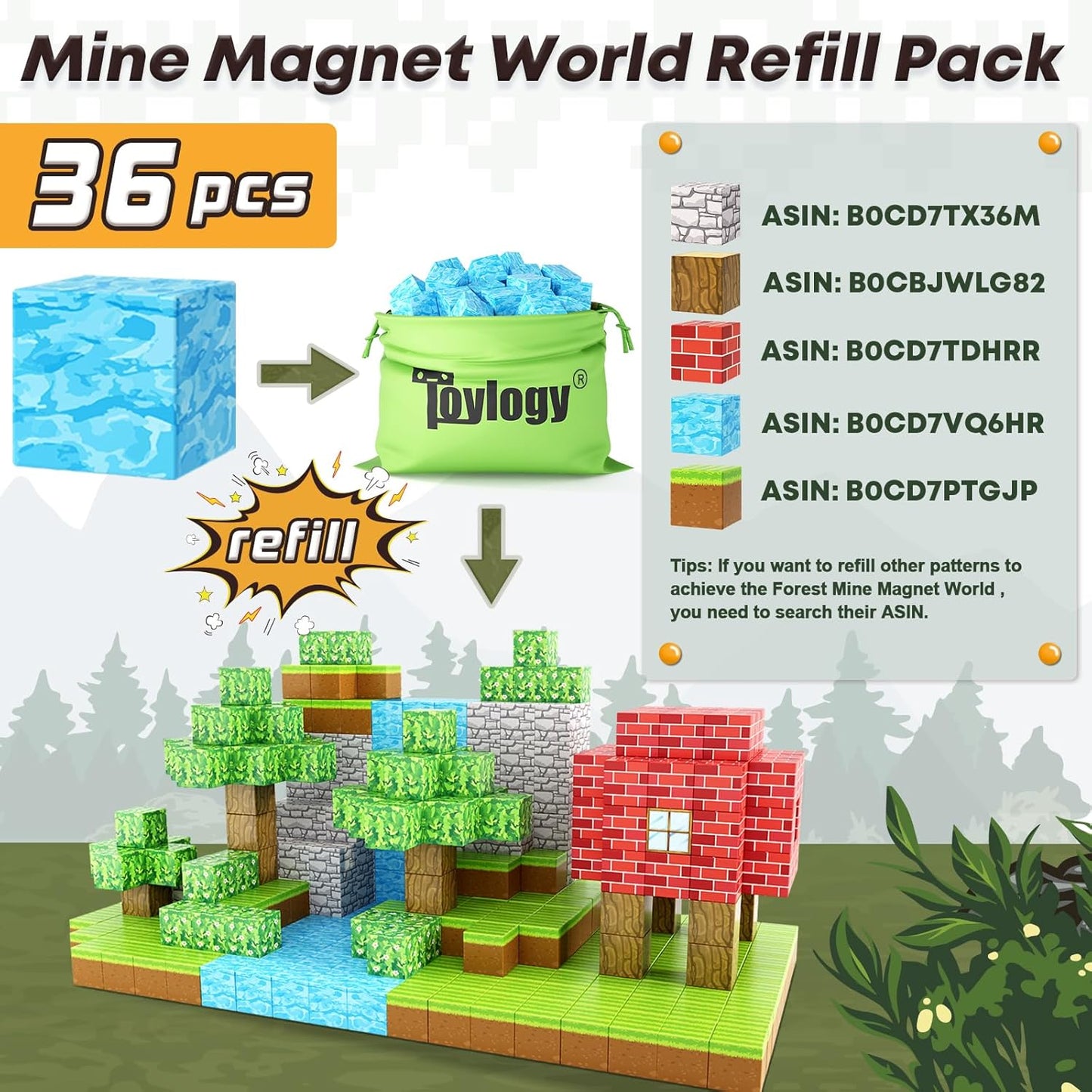 Magnetic Blocks-Build Mine Magnet World Water Edition, Magnetic Toys for Boys & Girls Age 3-4 4-5 6-8, STEM Montessori Sensory Toys for Toddlers Gifts for 3+ Years Old Girls Boys