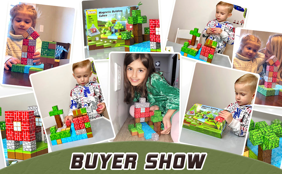 100PCS Magnetic Blocks-Build Mine Magnet World Set, Magnetic Toys for Boys & Girls Age 3-5 6-8, STEM Sensory Toys for Toddlers Gifts for 3+ Years Old Girls Boys, Classroom Must Haves Construction Toys