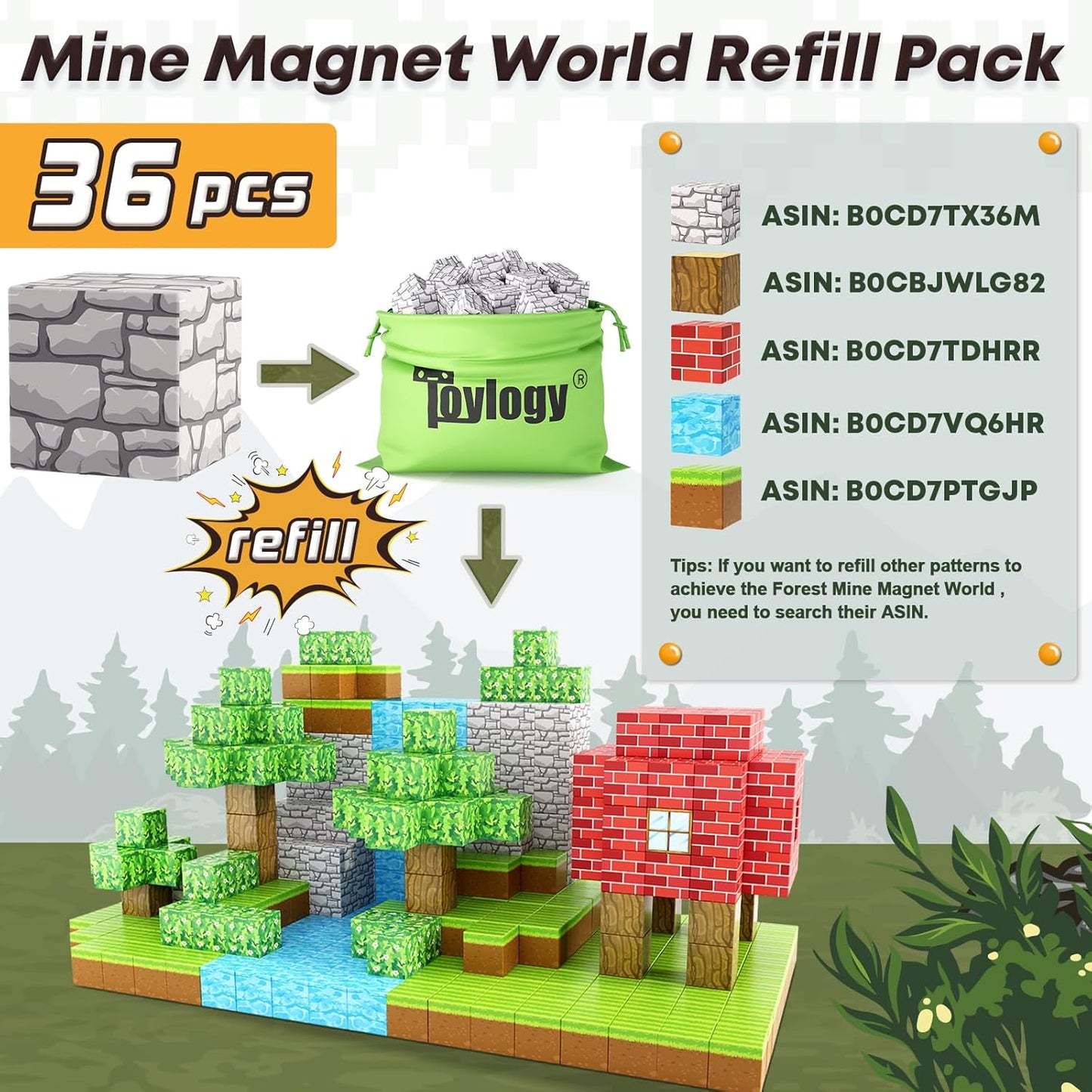 Magnetic Blocks-Build Mine Magnet World Rock Edition, Magnetic Toys for Boys & Girls Age 3-4 4-5 6-8, STEM Montessori Sensory Toys for Toddlers Gifts for 3+ Years Old Girls Boys
