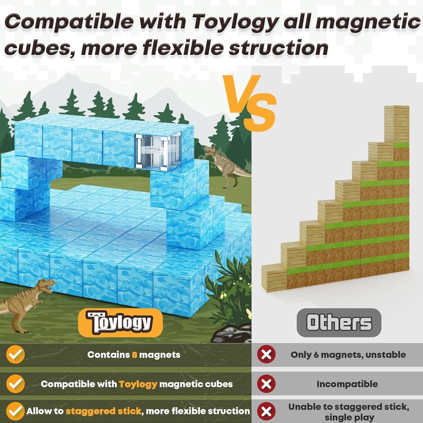Magnetic Blocks-Build Mine Magnet World Water Edition, Magnetic Toys for Boys & Girls Age 3-4 4-5 6-8, STEM Montessori Sensory Toys for Toddlers Gifts for 3+ Years Old Girls Boys