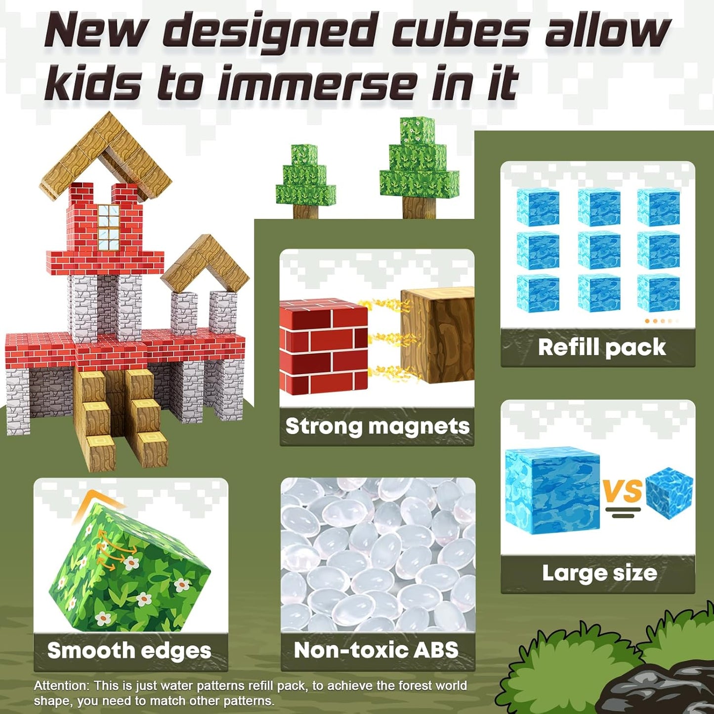 Magnetic Blocks-Build Mine Magnet World Water Edition, Magnetic Toys for Boys & Girls Age 3-4 4-5 6-8, STEM Montessori Sensory Toys for Toddlers Gifts for 3+ Years Old Girls Boys