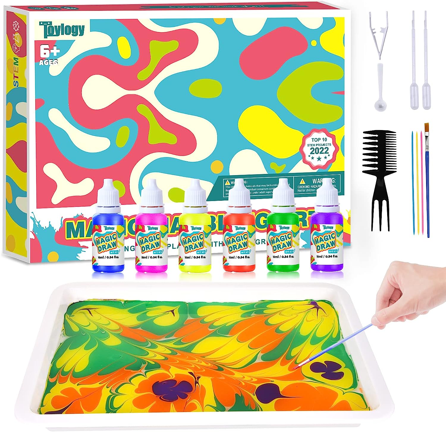 Marbling Paint Kit for Kids, Great Kids Activities, 5 Paint Colors, Fun Kids Art Marble Painting Kit