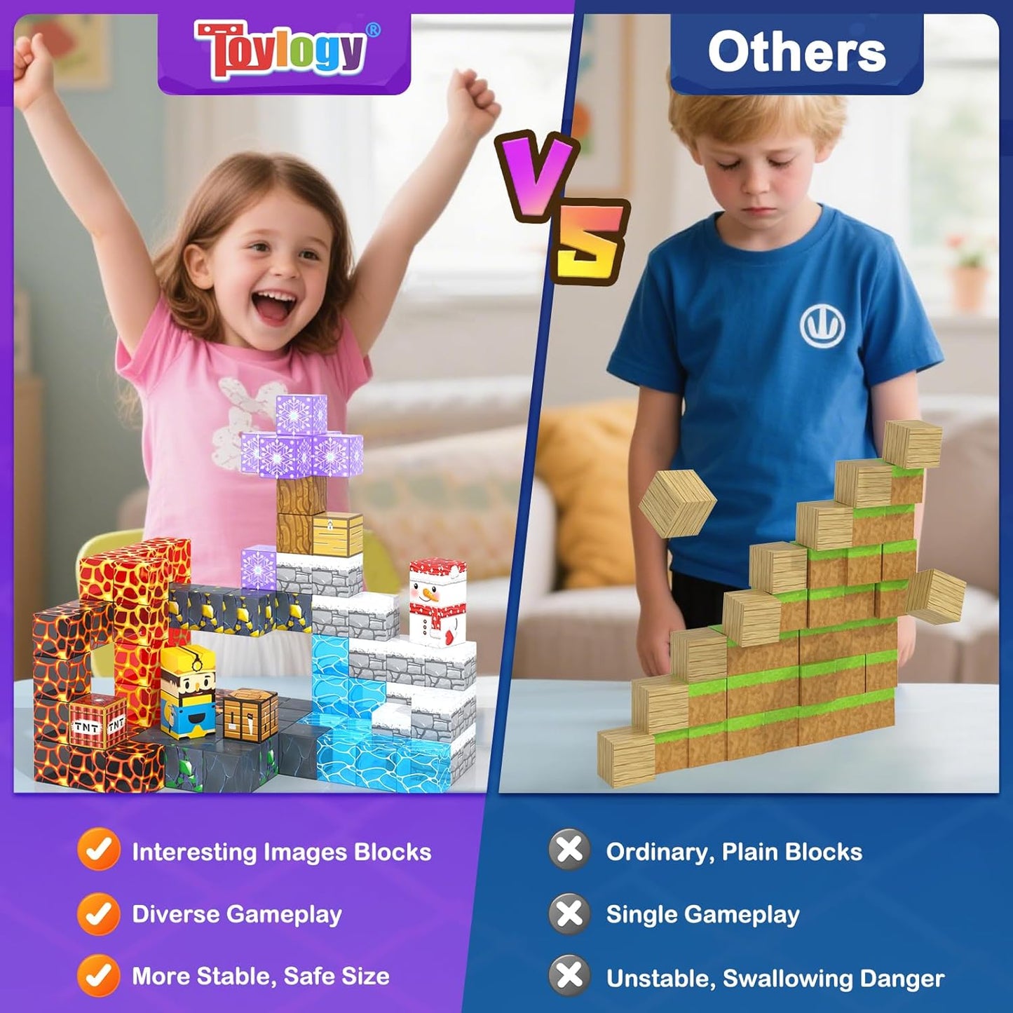 100PCS Large Magnetic Blocks-Build Mine Magnet World Ice Mine Sword Toddlers Toys for Kids Magnet Transparent Building Blocks Sensory Learning Toys for Boys and Girls Ages 3 4 5 6 7 8-12 Birthday Gift
