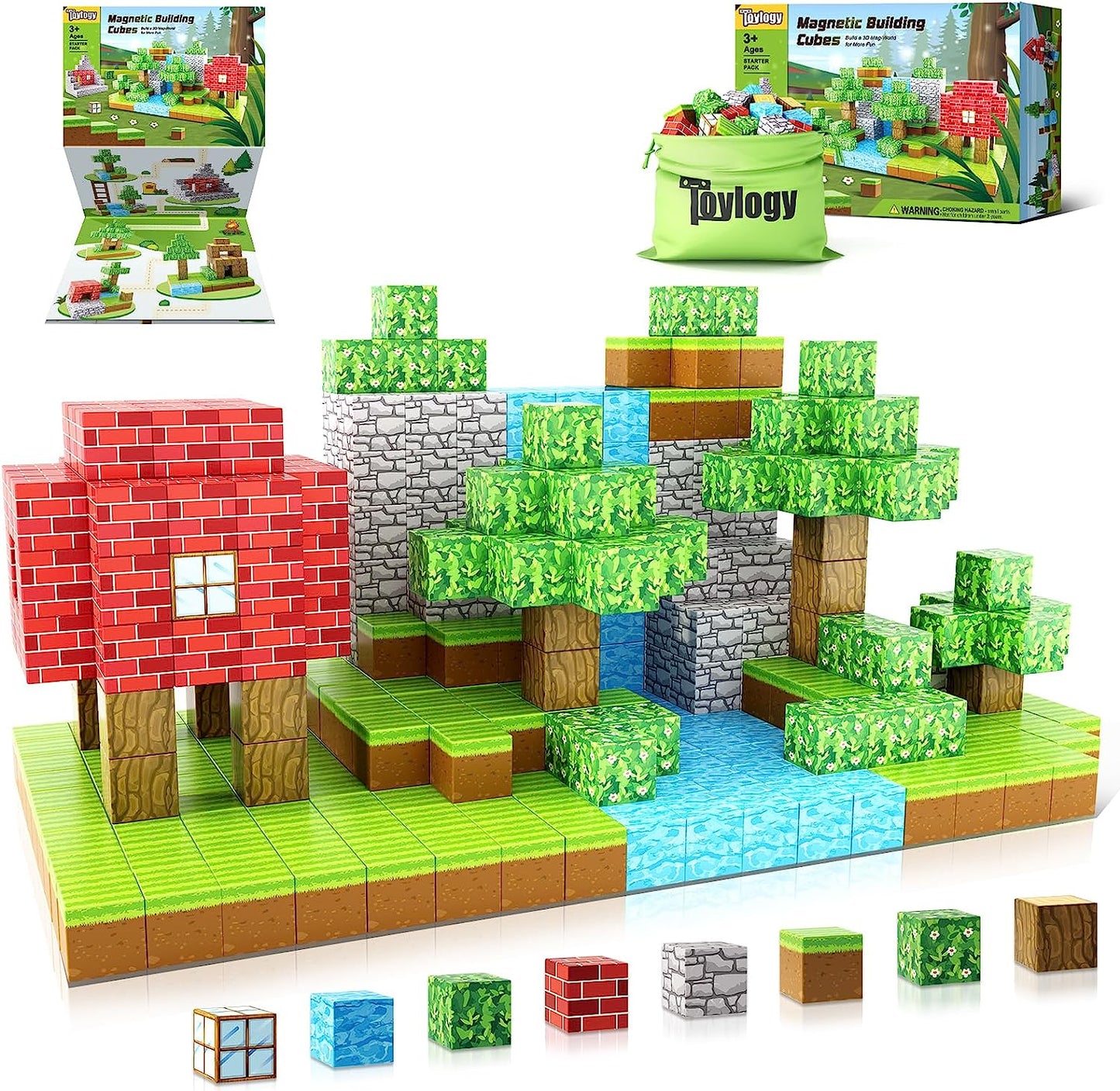 48 PCS Magnetic Blocks-Build Mine Magnet World Set, Magnetic Toys for Boys & Girls Age 3-4 4-5 6-8, STEM Montessori Sensory Toys for Toddlers Gifts for 3+ Years Old Girls Boys, Fidget Cubes Construction Toys