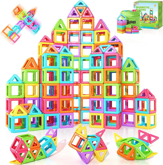 Upgraded Magnetic Blocks Tiles Toddler Toys for 3 4 5 6 7 8 Year Old Girls and Boys Gifts Magnetic Building Toys STEM Learning Educational for Kids Candy Color 52PCS