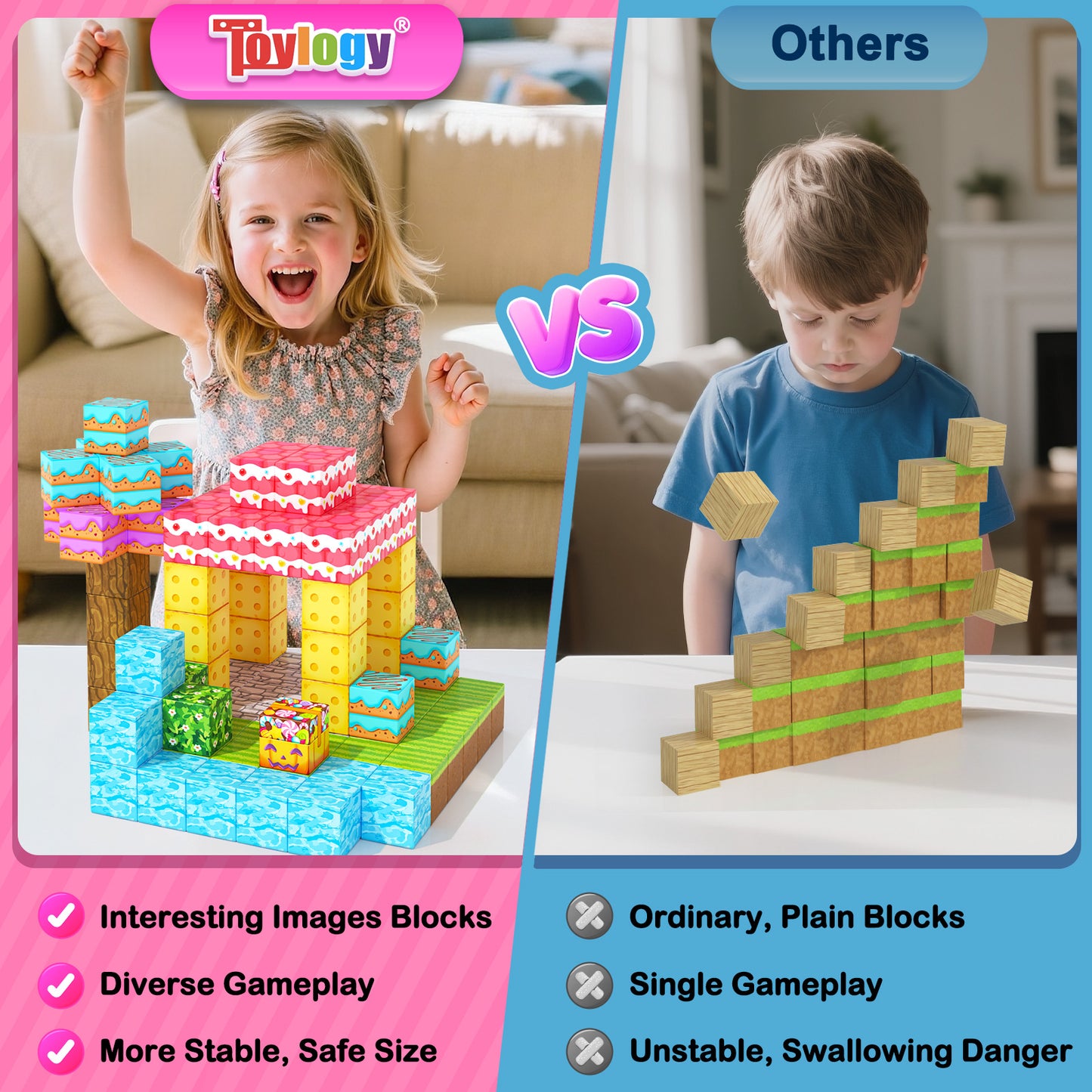 200PCS Magnetic Blocks-Build Mine Magnet World Forest Candy Set Magnetic Tiles Cubes Toddler Kids Games Toys, Building Blocks Learning Outdoor Toys for 3 4 5 6 7 8 Years Old Boys & Girls