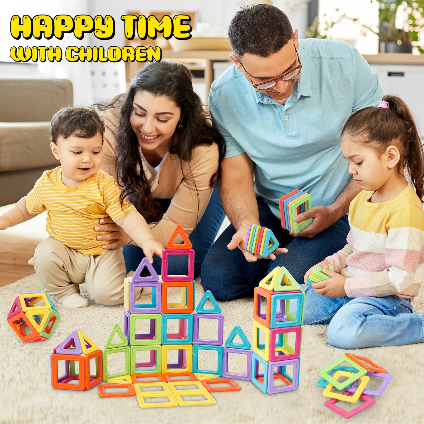 Upgraded Magnetic Blocks Tiles Toddler Toys for 3 4 5 6 7 8 Year Old Girls and Boys Gifts Magnetic Building Toys STEM Learning Educational for Kids Candy Color 52PCS