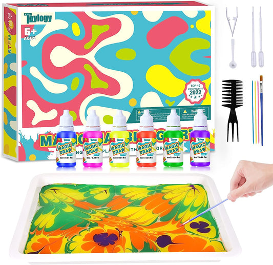 Toylogy Marbling Paint Art Kit for Kids Art and Crafts for Kids Ages 6-12 Craft Kits for Girls & Boys Gift Ideas for Kids Activities Age 4 5 6 7 8 9 10 Year Old Girls Gift