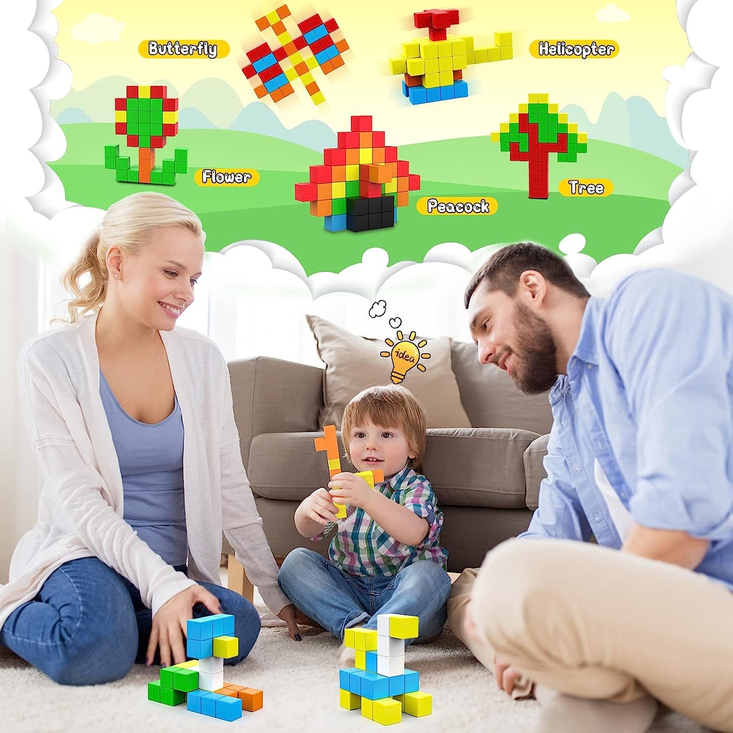  Magnetic Blocks-Build Mine Magnet World Edition, Magnetic Toys  for Boys & Girls Age 3-4 4-5 6-8, STEM Montessori Sensory Toys for Toddlers  Gifts for 3+ Years Old, Fidget Cubes Construction Toys 