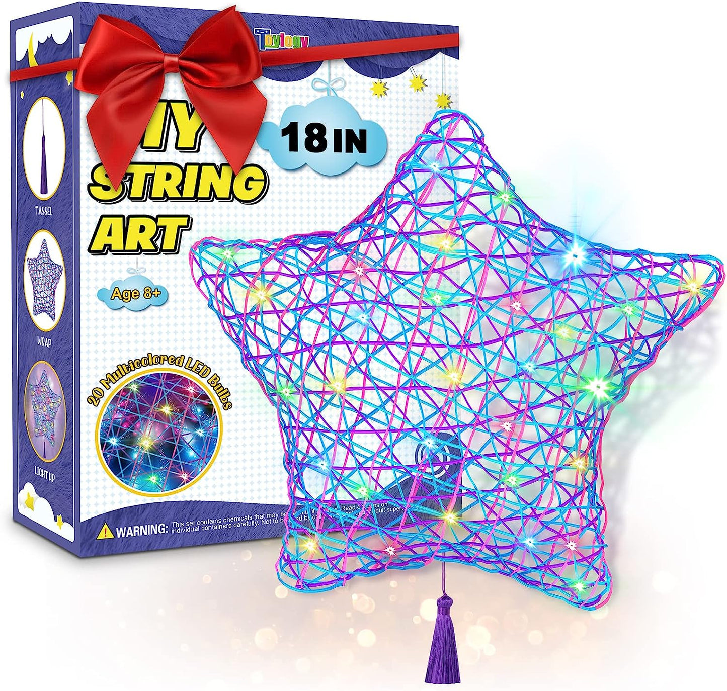 3D String Art Kit for Kids - Upgraded Makes a Light-Up Star Lantern with Multi-Colored Lights - Crafts for Girls and Boys - Kids Gifts - DIY Arts & Craft Kits for 8, 9, 10, 11, 12 Year Old Girl