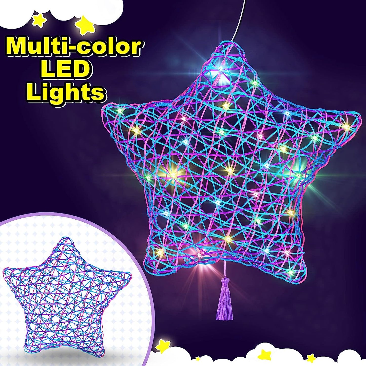 3D String Art Kit for Kids - Makes a Light-Up Star Lantern with 20  Multi-Colored LED Bulbs - Yahoo Shopping