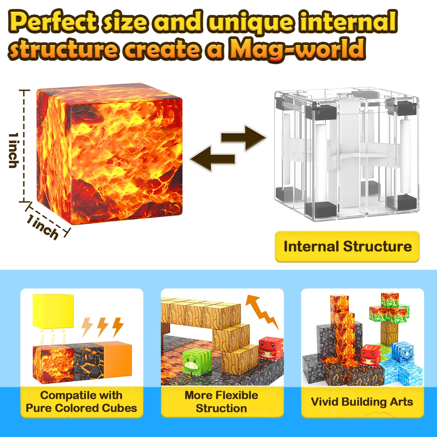 Magnetic Blocks-Build Mine Magnet World Dino Edition, Dinosaur Toys Magnet Building Blocks Jurassic Scenes Kids Toys for Boys 3-5 4-6 6-8 Magnetic STEM Construction Sensory Toddler Kids Games